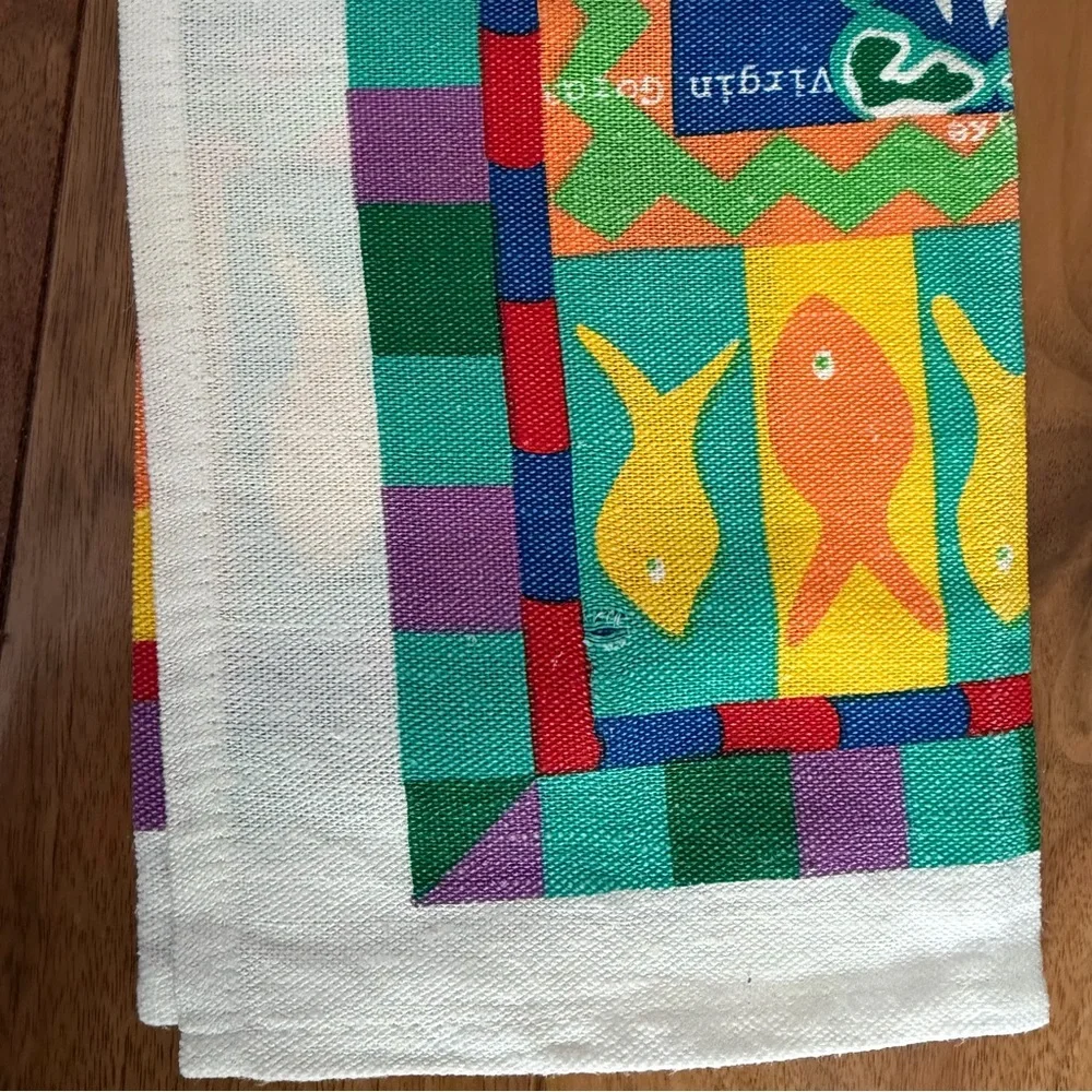 Vintage Linen Tea Towel Caribbean Island Towel. New, Read condition